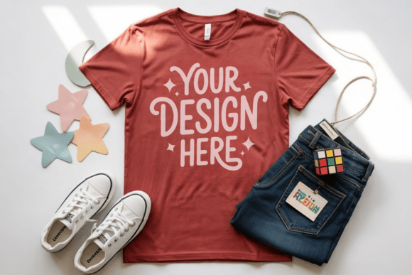 Bella Canvas 3001Y Youth Tshirt Mockup Graphics Freebies