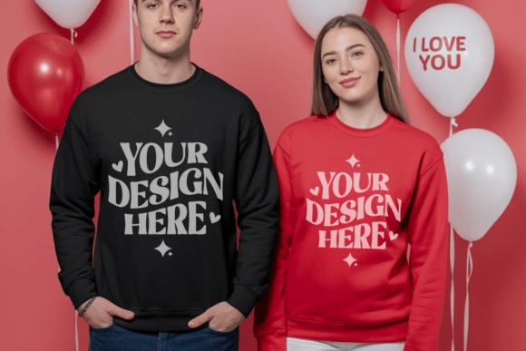 Gildan Valentine Couple T-shirt Mockup 1 Graphics Freebies